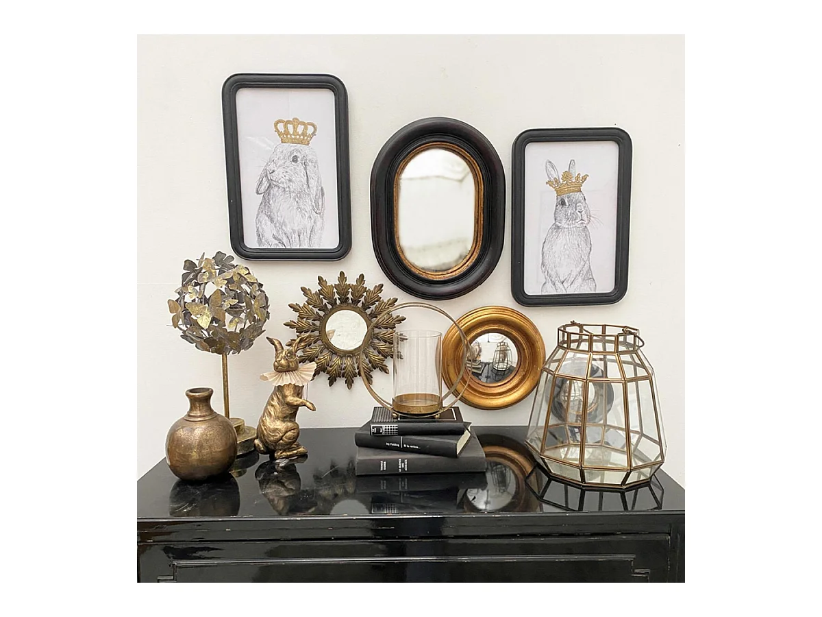 Tableau duo lapins couronnes Bois Noir - Chic Interior's