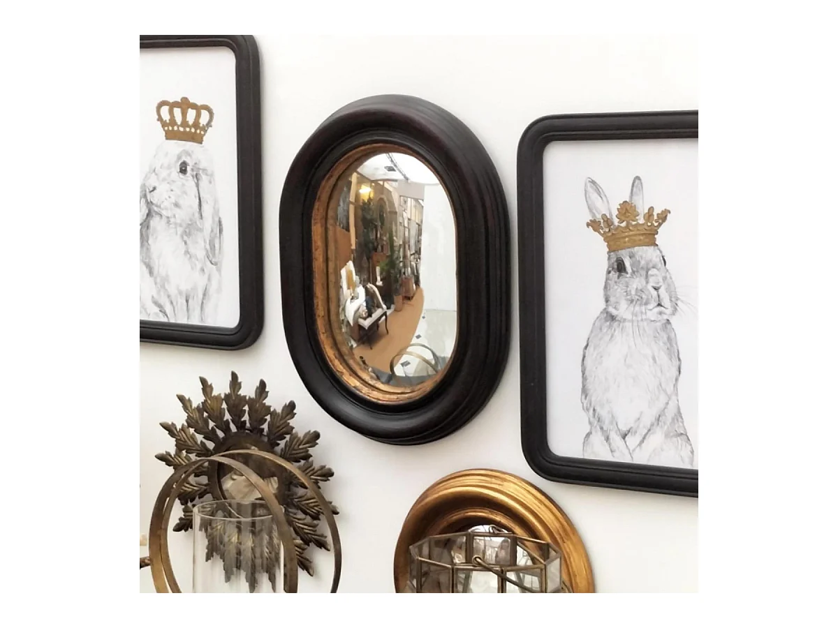 Tableau duo lapins couronnes Bois Noir - Chic Interior's