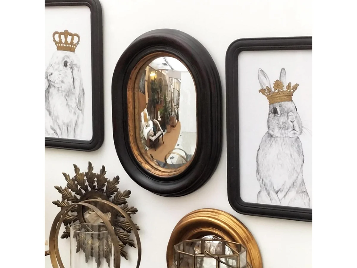 Tableau duo lapins couronnes Bois Noir - Chic Interior's