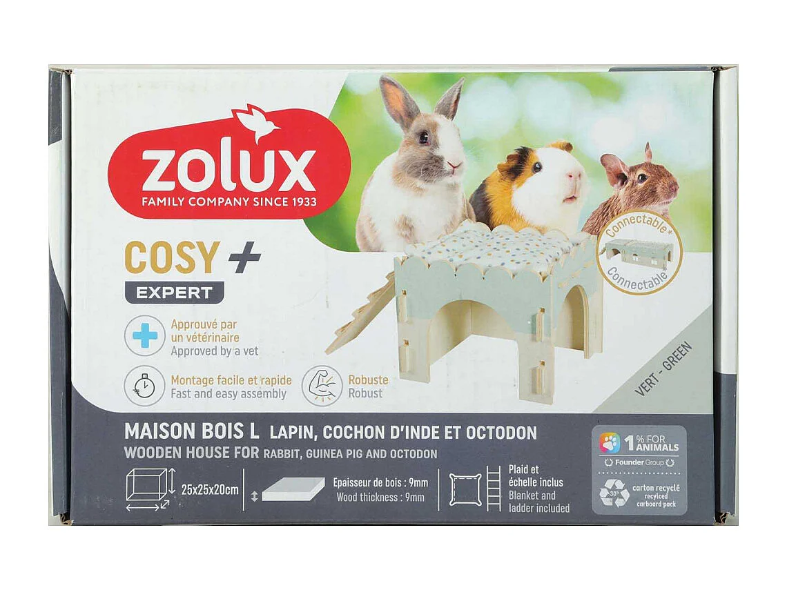 Maison en bois pour rongeurs Cosy Pour lapin nain