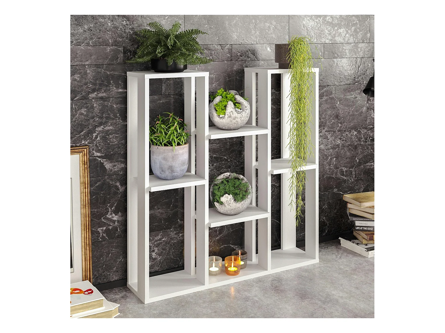 Etagère décorative blanche avec niches ouvertes MARFA