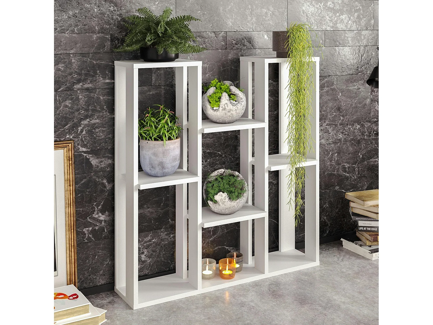 Etagère décorative blanche avec niches ouvertes MARFA