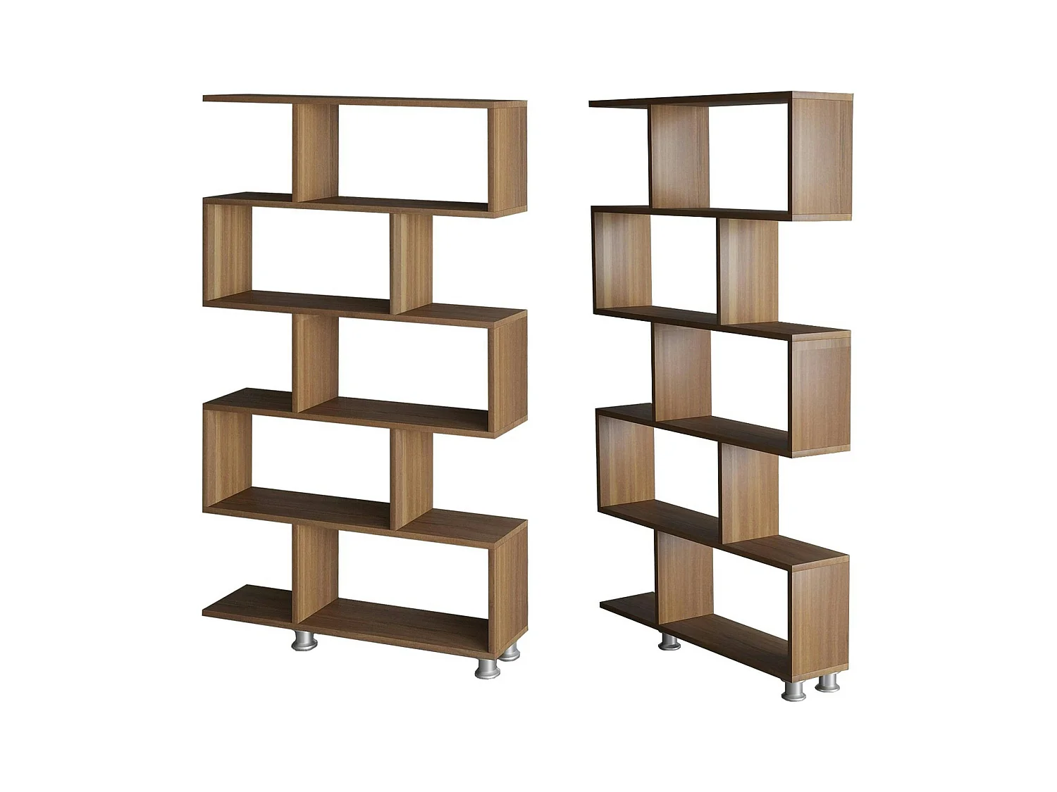 Etagère déstructurée effet bois de noyer - pieds métal JENA