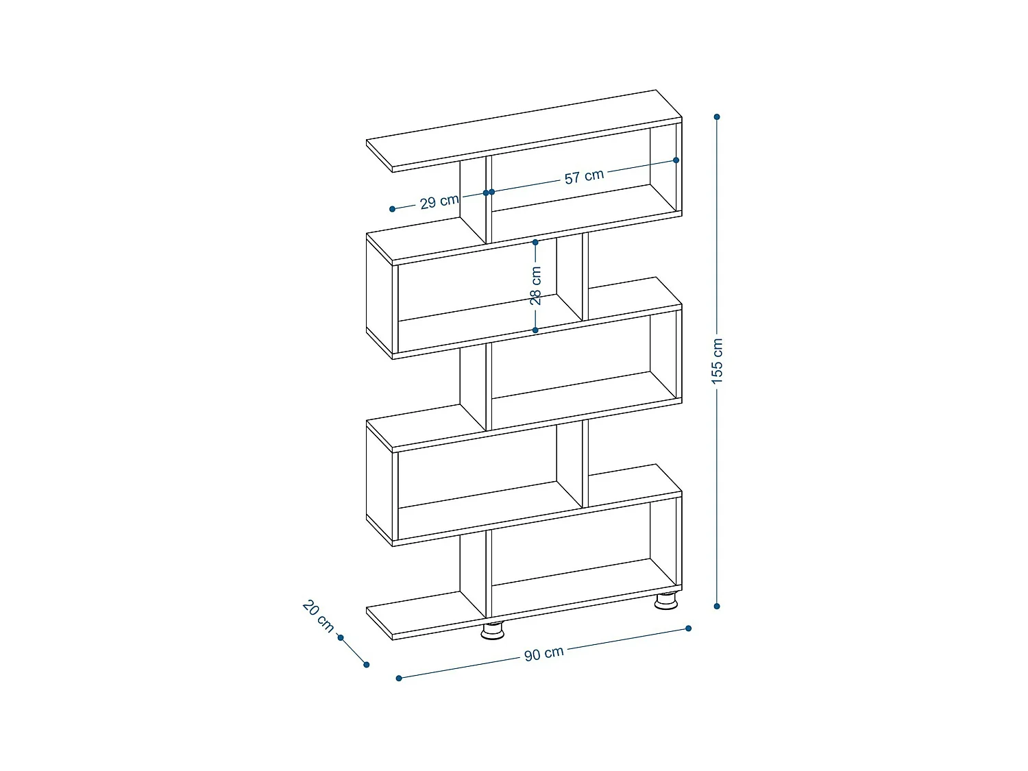 Etagère déstructurée effet bois de noyer - pieds métal JENA
