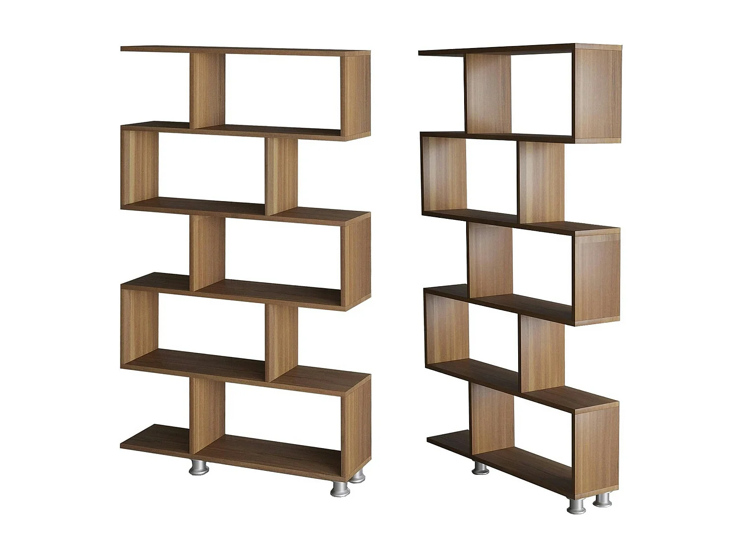 Etagère déstructurée effet bois de noyer - pieds métal JENA