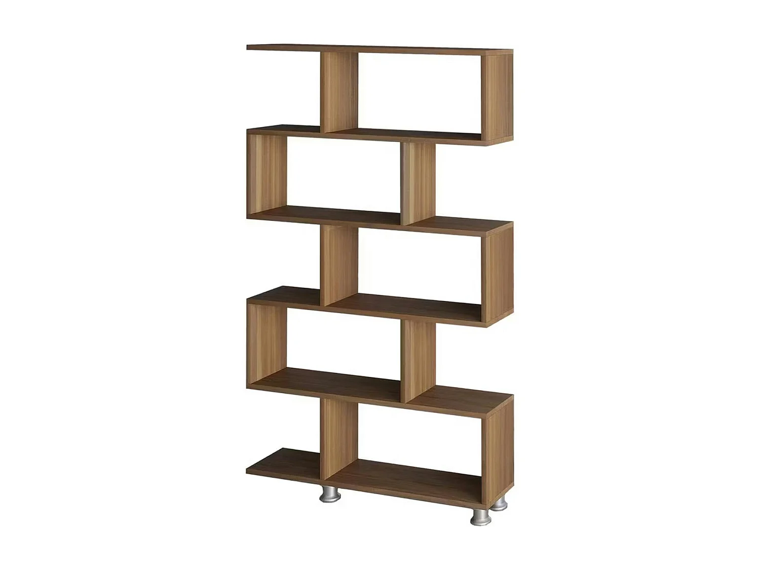 Etagère déstructurée effet bois de noyer - pieds métal JENA