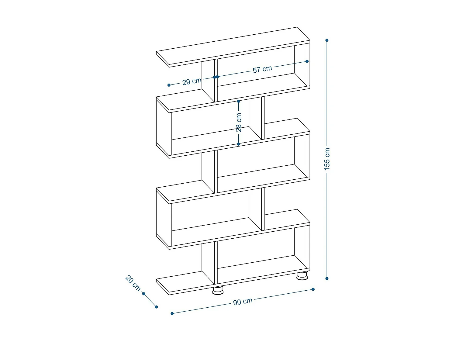 Etagère déstructurée effet bois de noyer - pieds métal JENA