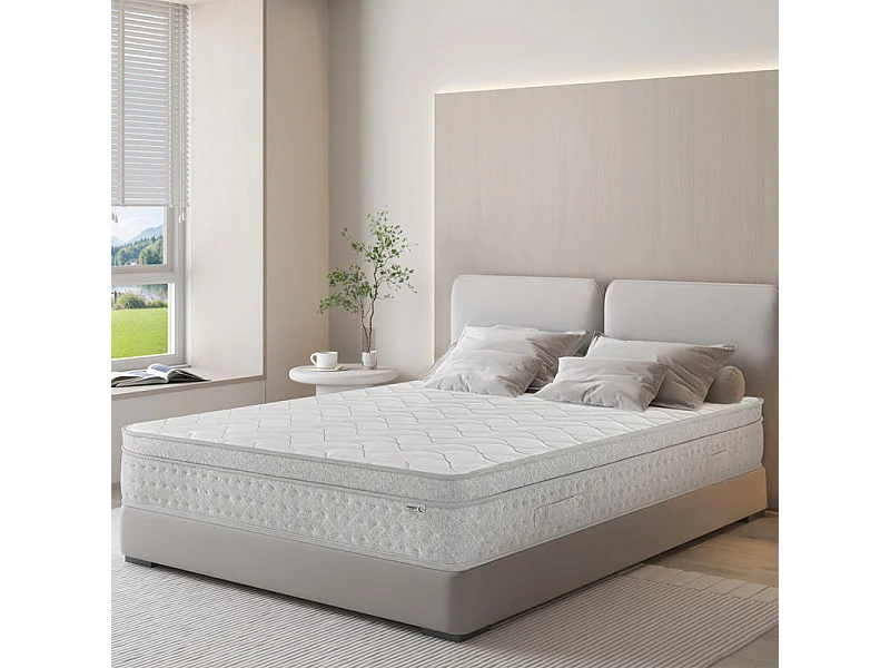 Matelas 140x190 cm ep 25 cm ressorts ensachés + mousses de confort, bords renforcés - THENEST