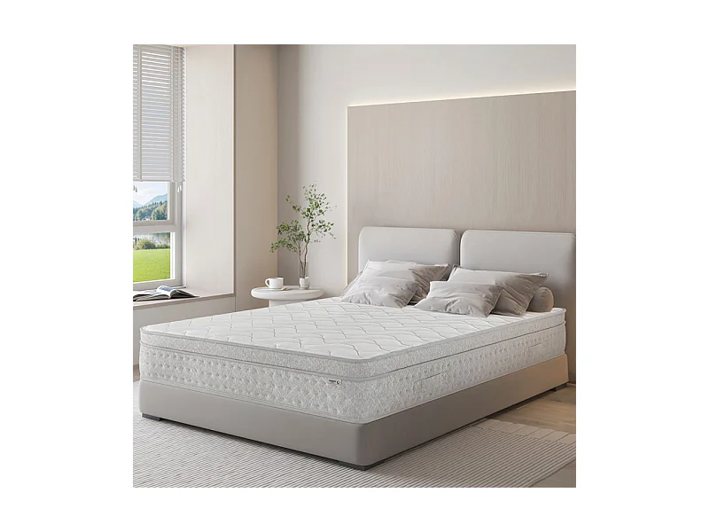 Matelas 140x190 cm ep 25 cm ressorts ensachés + mousses de confort, bords renforcés - THENEST