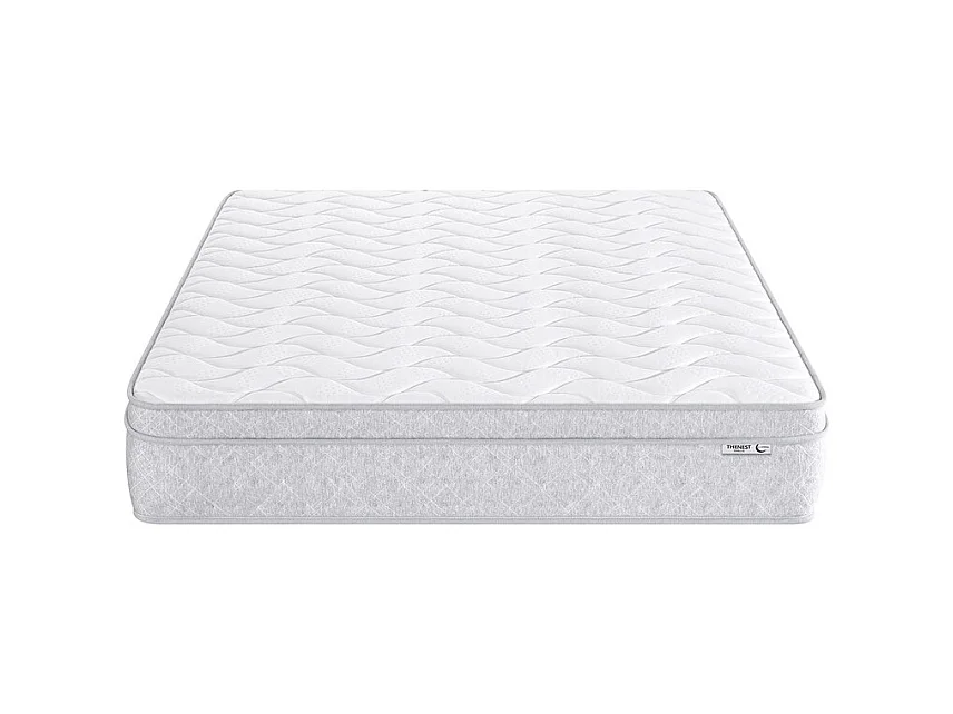 Matelas 140x190 cm ep 25 cm ressorts ensachés + mousses de confort, bords renforcés - THENEST