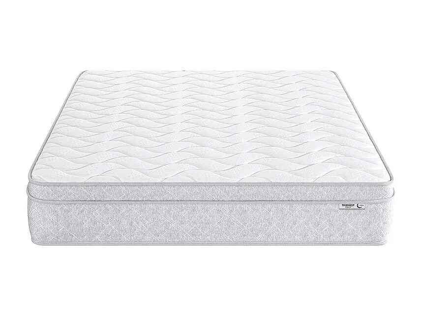 Matelas 140x190 cm ep 25 cm ressorts ensachés + mousses de confort, bords renforcés - THENEST