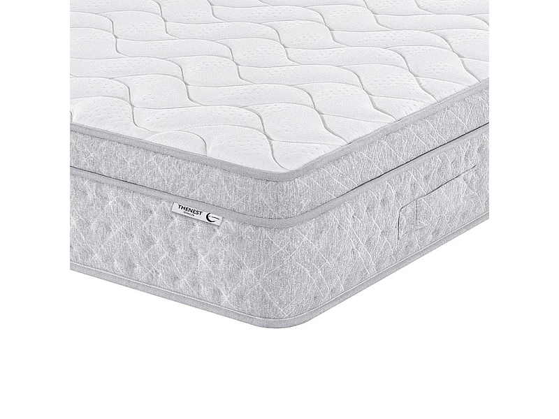 Matelas 140x190 cm ep 25 cm ressorts ensachés + mousses de confort, bords renforcés - THENEST