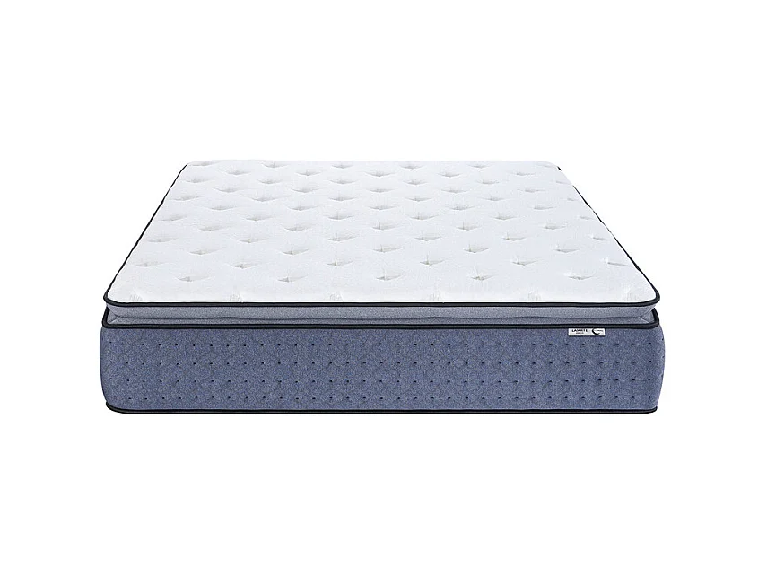 Matelas 180x200 cm ep 35 cm ressorts ensachés 3 zones + mousse mémoire, coutil bambou, bords renforcés - LASUITE