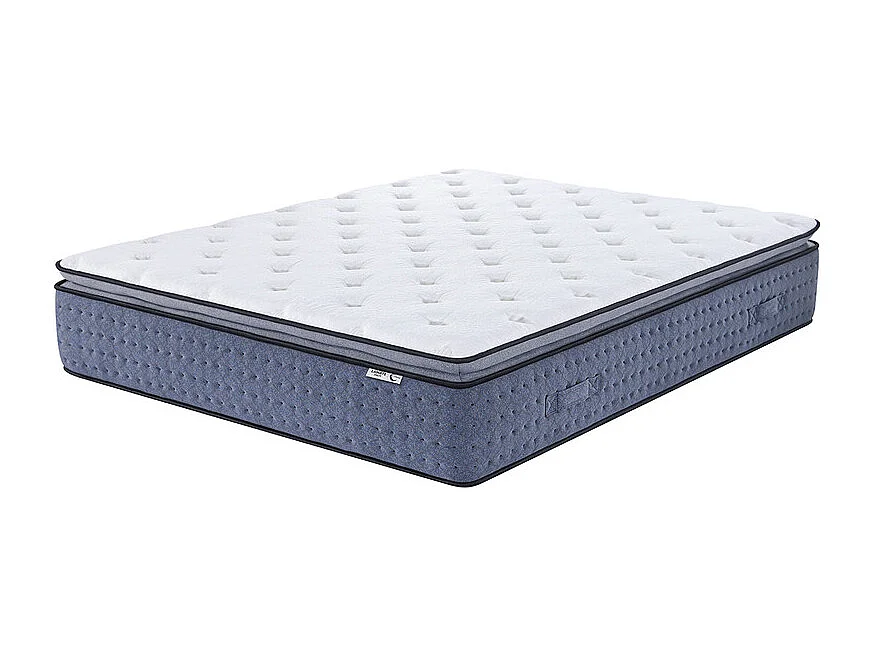 Matelas 180x200 cm ep 35 cm ressorts ensachés 3 zones + mousse mémoire, coutil bambou, bords renforcés - LASUITE