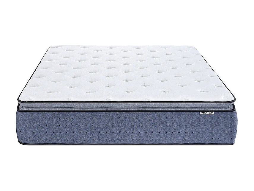 Matelas 180x200 cm ep 35 cm ressorts ensachés 3 zones + mousse mémoire, coutil bambou, bords renforcés - LASUITE