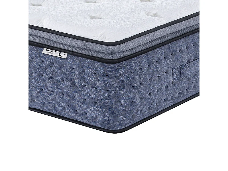 Matelas 180x200 cm ep 35 cm ressorts ensachés 3 zones + mousse mémoire, coutil bambou, bords renforcés - LASUITE