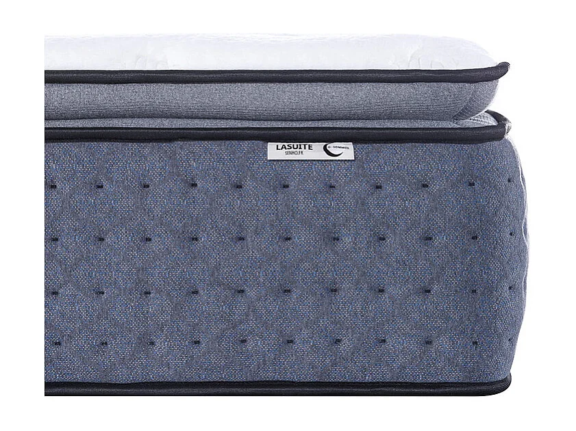 Matelas 180x200 cm ep 35 cm ressorts ensachés 3 zones + mousse mémoire, coutil bambou, bords renforcés - LASUITE