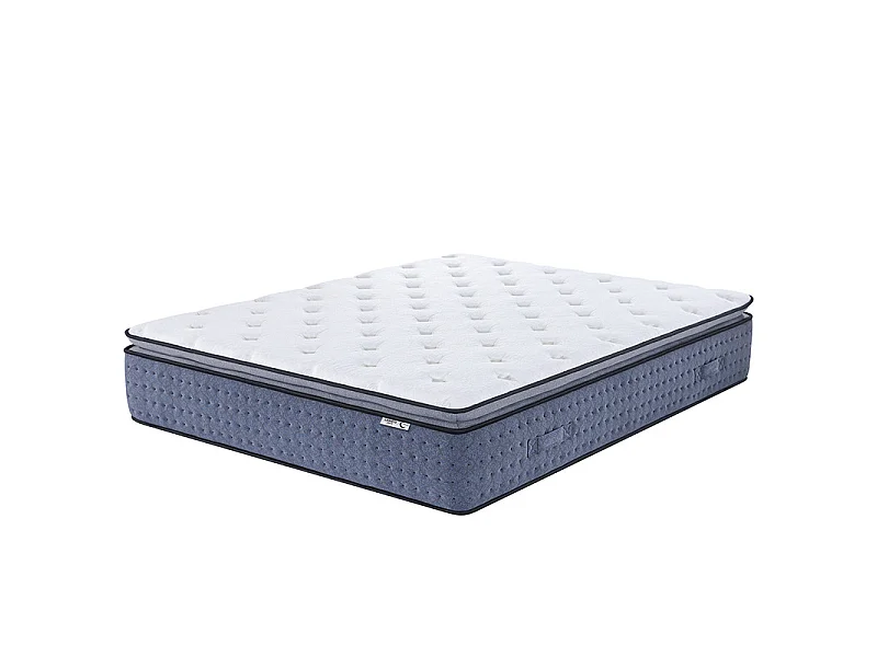 Matelas 180x200 cm ep 35 cm ressorts ensachés 3 zones + mousse mémoire, coutil bambou, bords renforcés - LASUITE