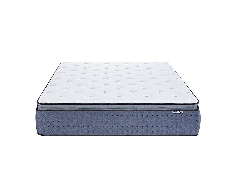 Matelas 180x200 cm ep 35 cm ressorts ensachés 3 zones + mousse mémoire, coutil bambou, bords renforcés - LASUITE