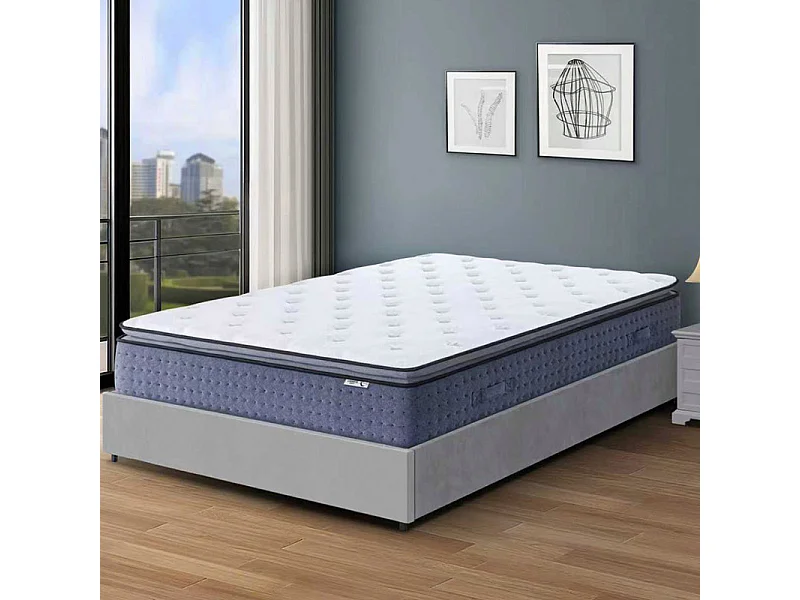 Matelas 180x200 cm ep 35 cm ressorts ensachés 3 zones + mousse mémoire, coutil bambou, bords renforcés - LASUITE