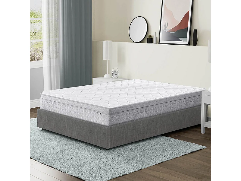 Matelas 160x200 cm ep 25 cm ressorts ensachés + mousses de confort, bords renforcés - THENEST