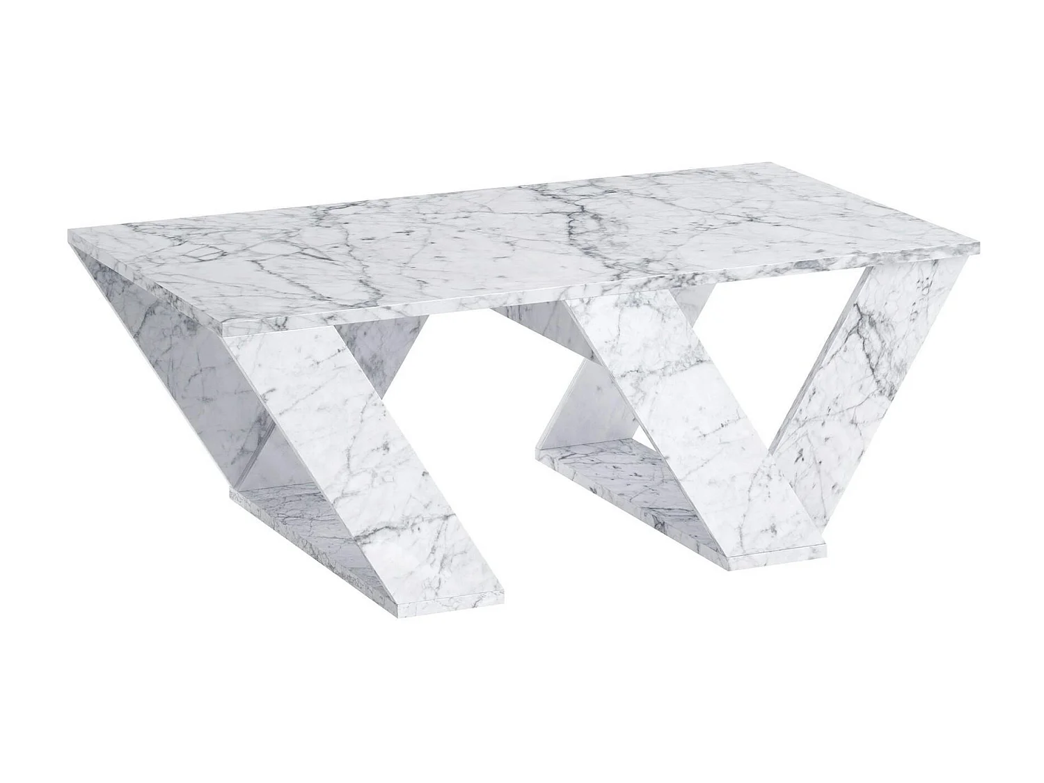 Table basse design effet marbre - pieds en W MARFA