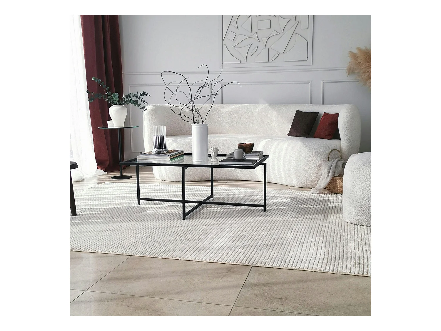 Table basse verre & métal noir - design minimaliste TULUM