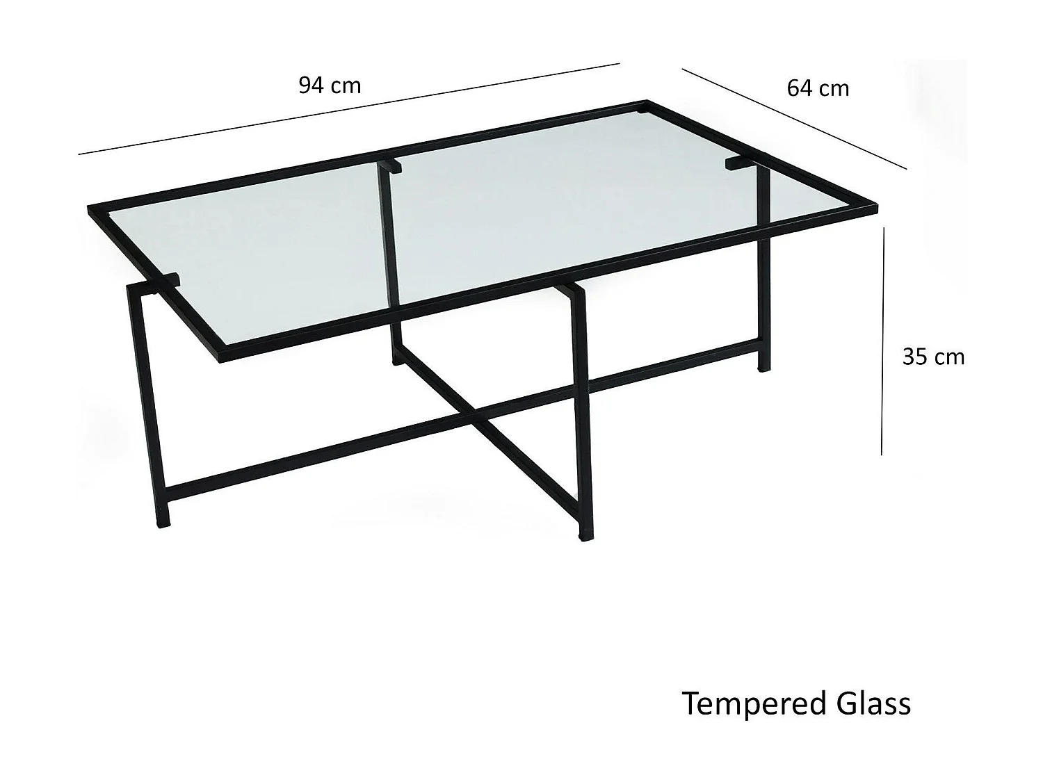Table basse verre & métal noir - design minimaliste TULUM