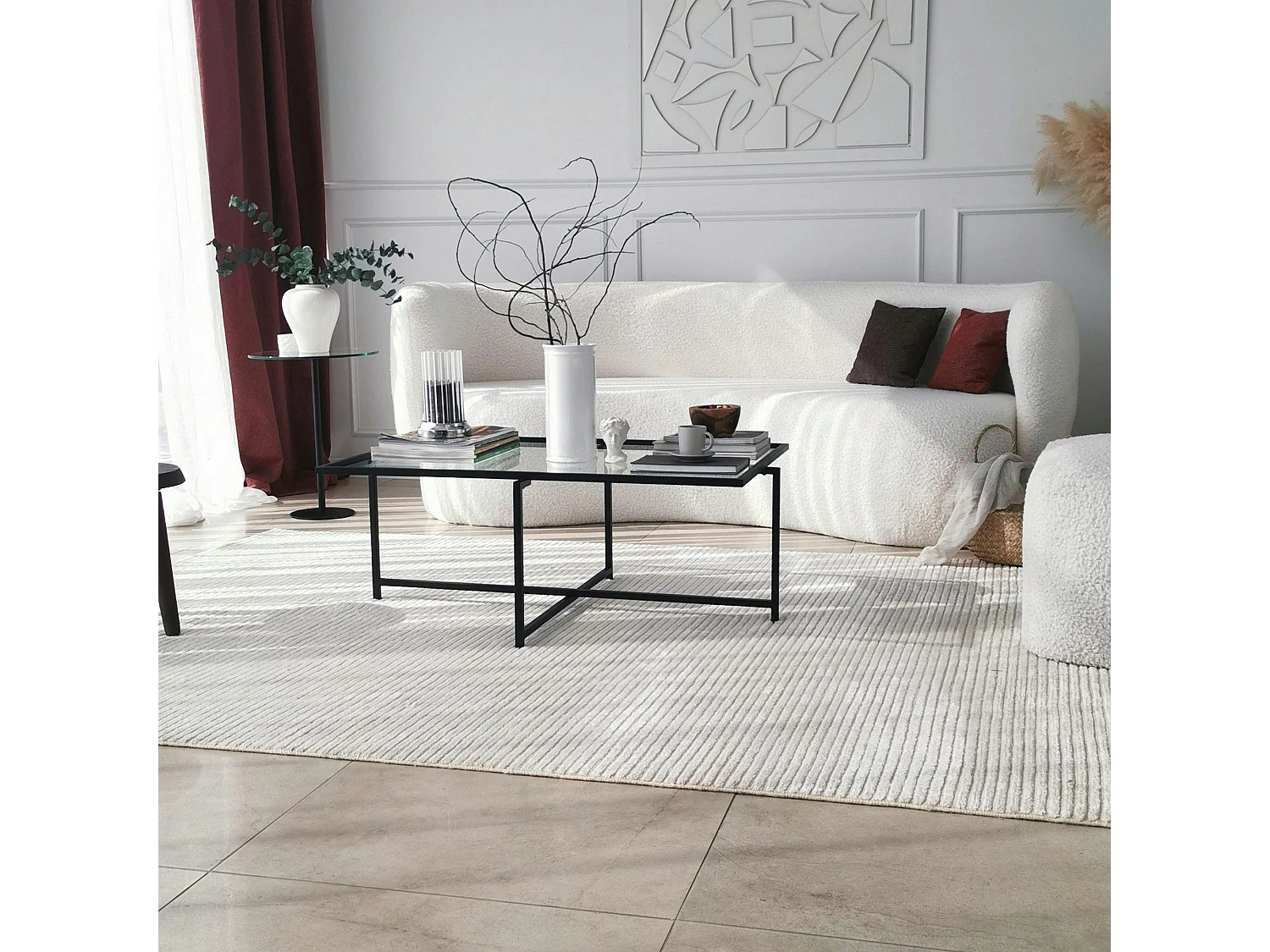 Table basse verre & métal noir - design minimaliste TULUM