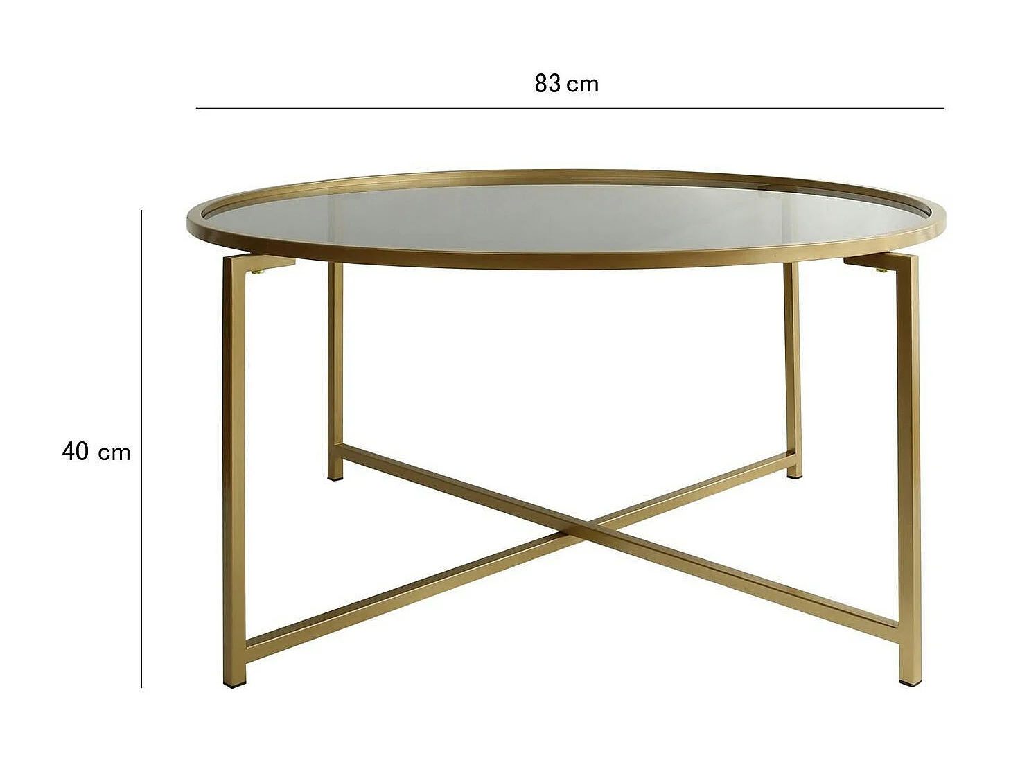 Table basse ronde design - verre fumé & métal doré TULUM
