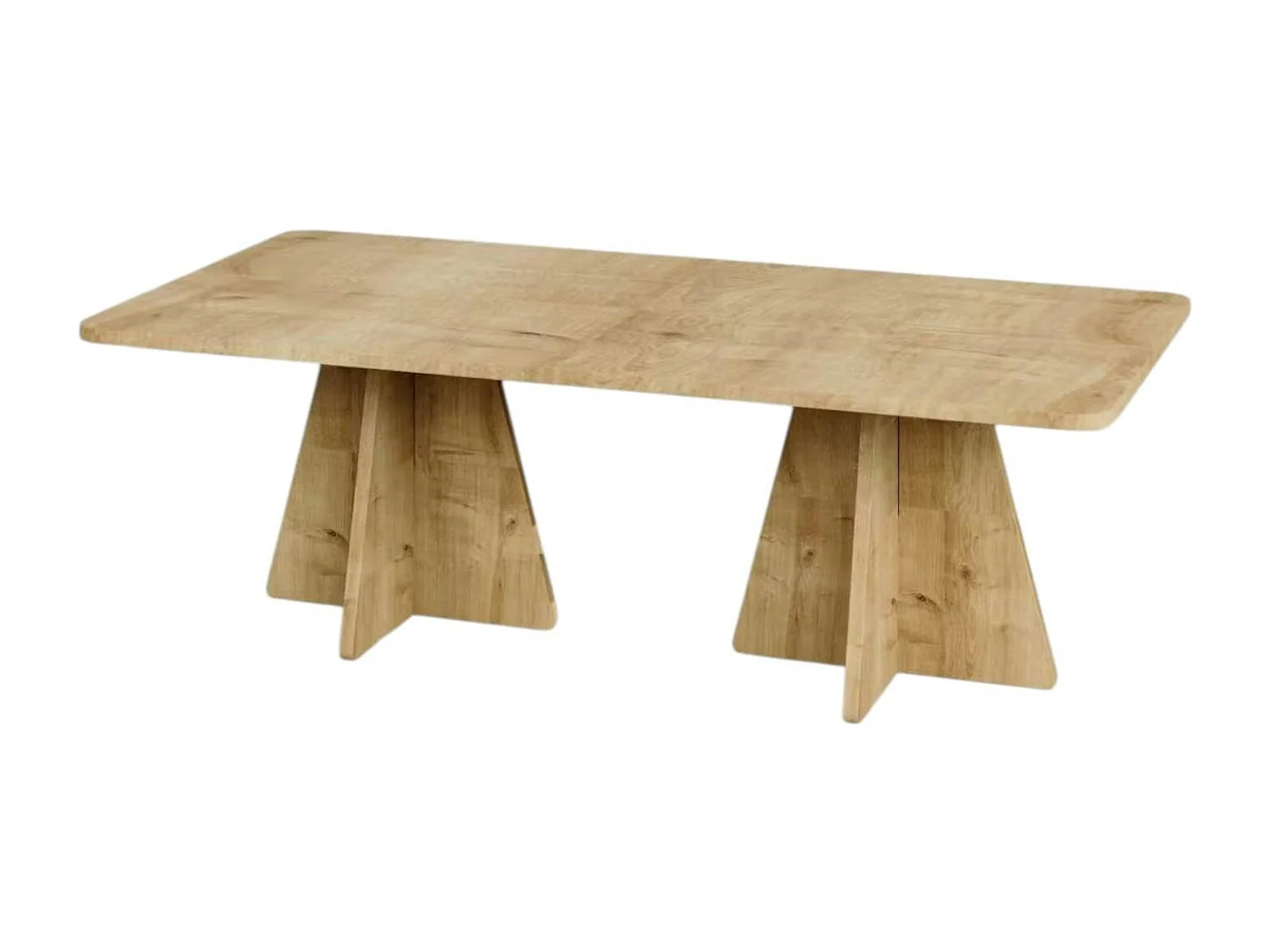 Table basse design effet chêne avec pieds trapèze MARFA