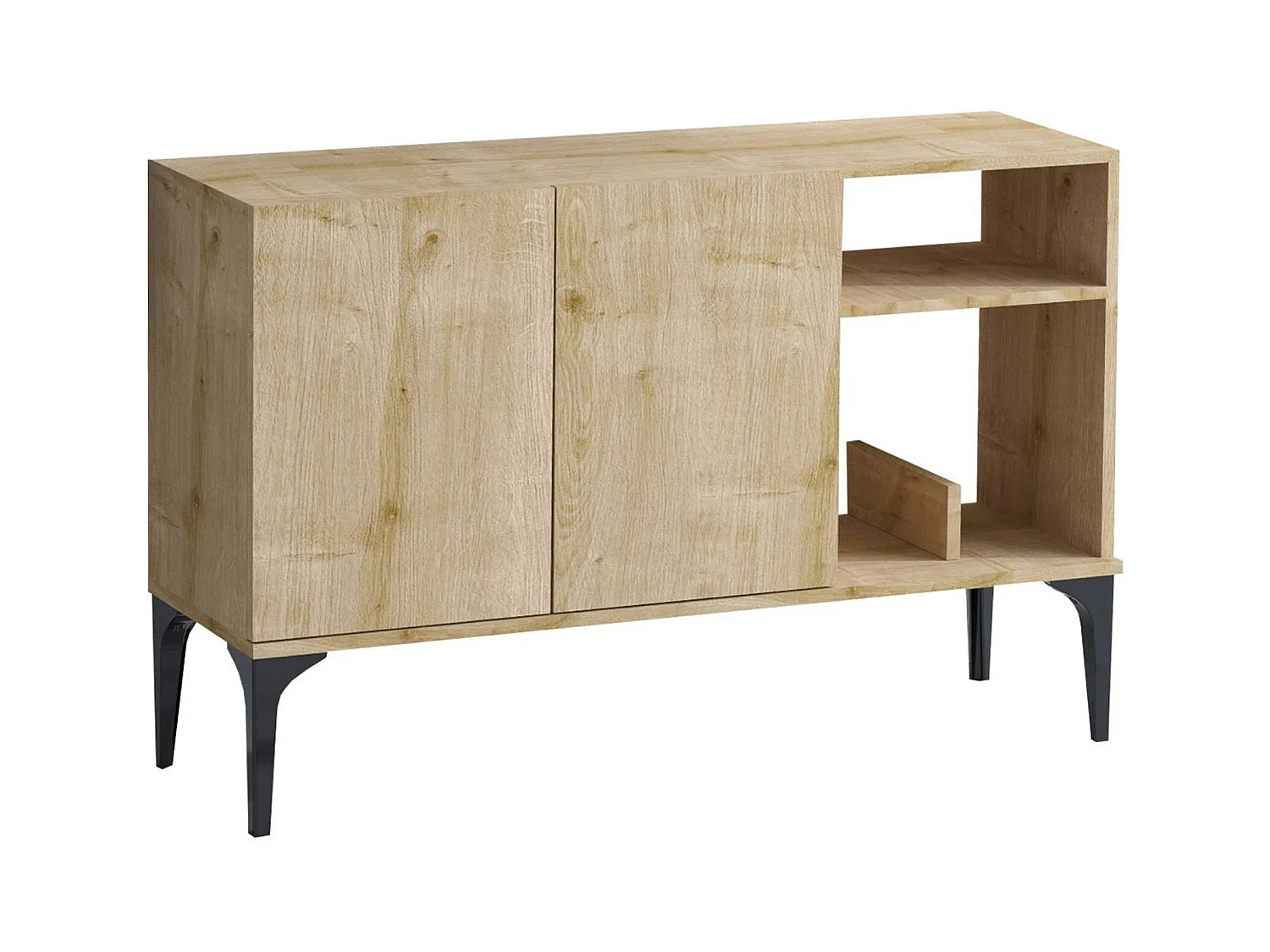 Petit buffet 2 portes effet chêne - avec niches JENA