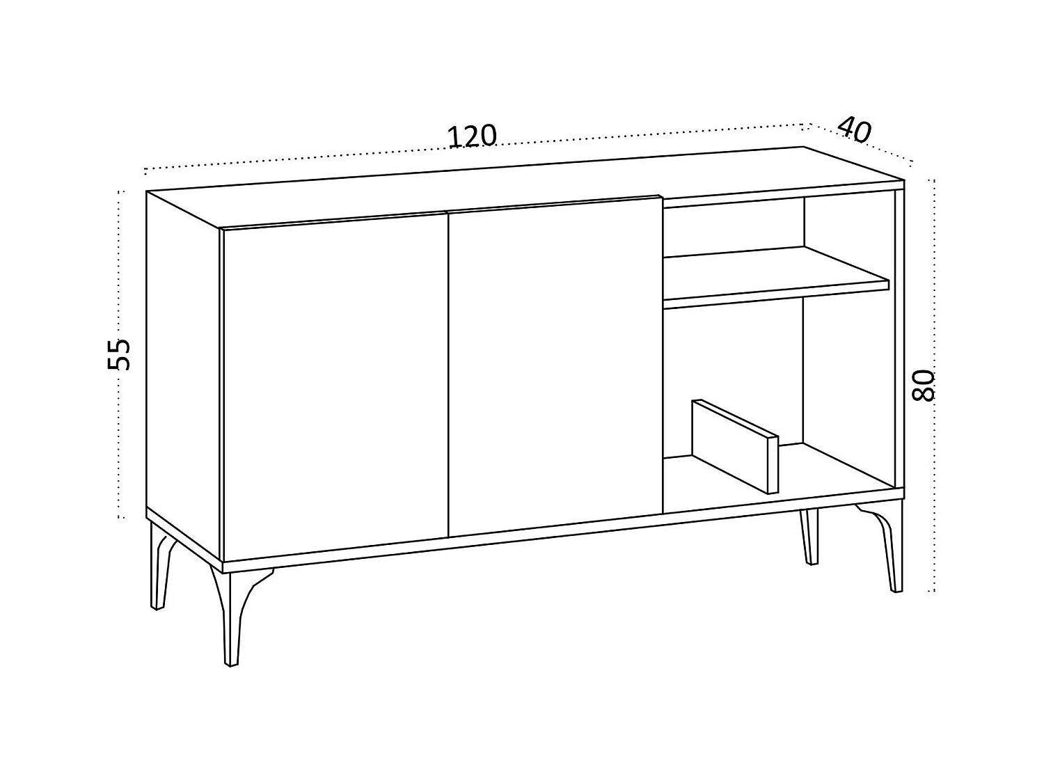 Petit buffet 2 portes effet chêne - avec niches JENA