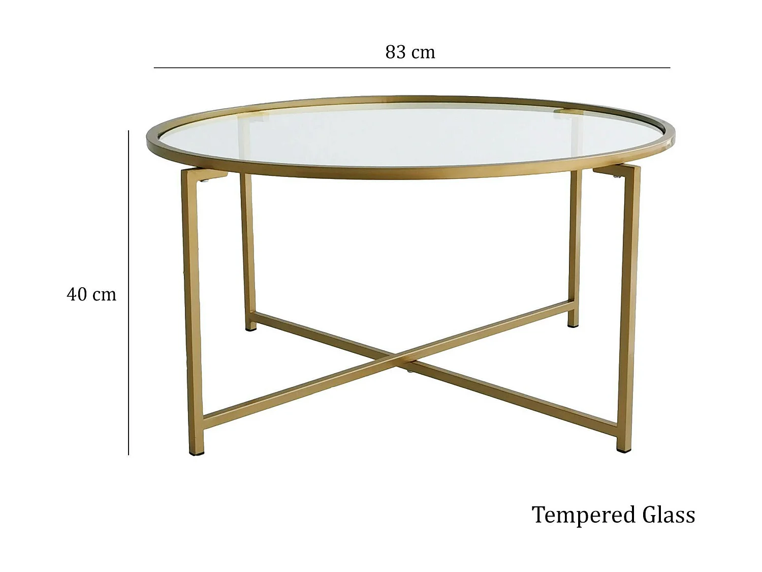 Table basse ronde design - verre & métal doré TULUM