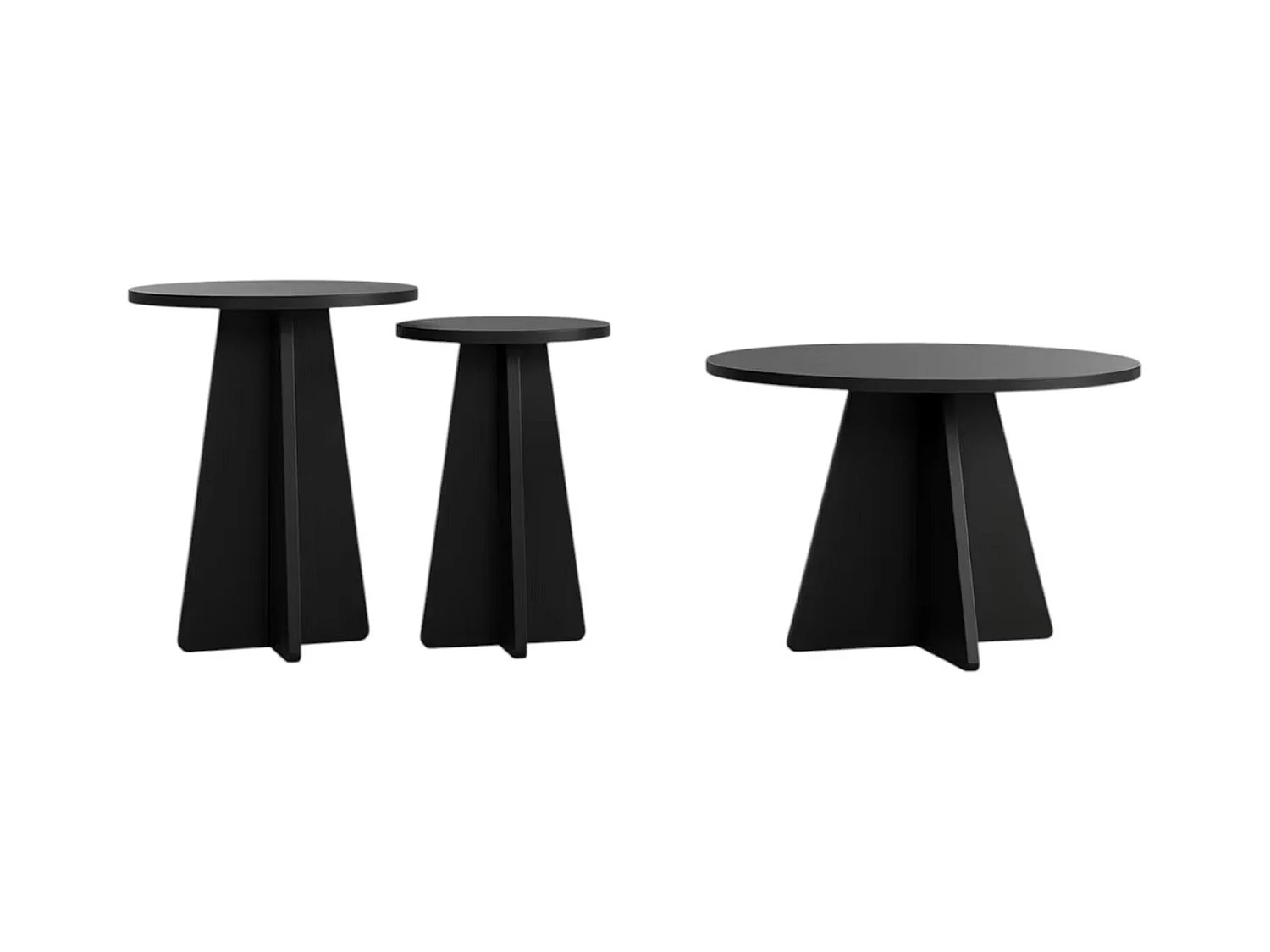 Table basse gigogne noire pieds trapèze - 3 pièces MARFA