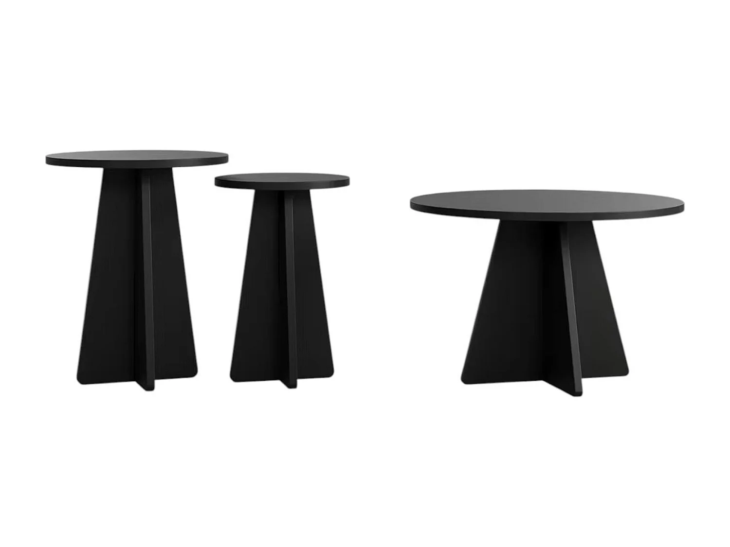 Table basse gigogne noire pieds trapèze - 3 pièces MARFA