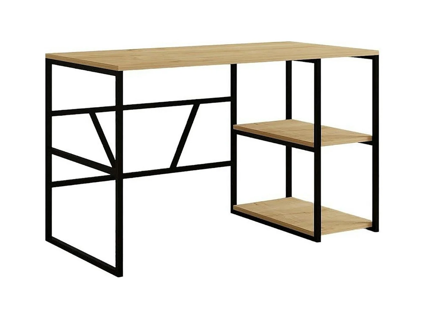 Bureau noir avec rangement - finition effet chêne JENA