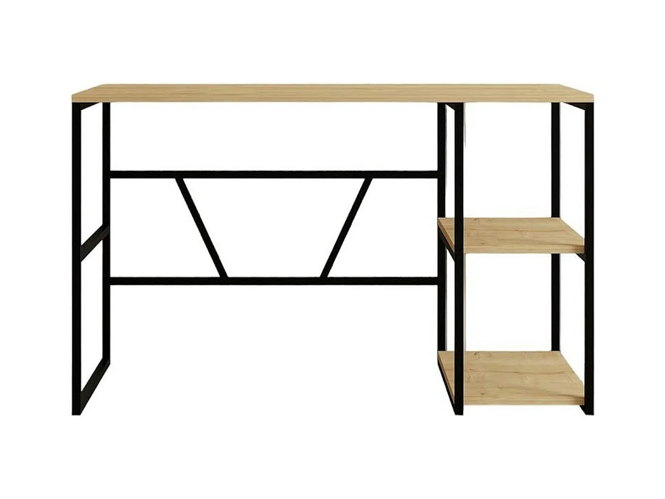 Bureau noir avec rangement - finition effet chêne JENA