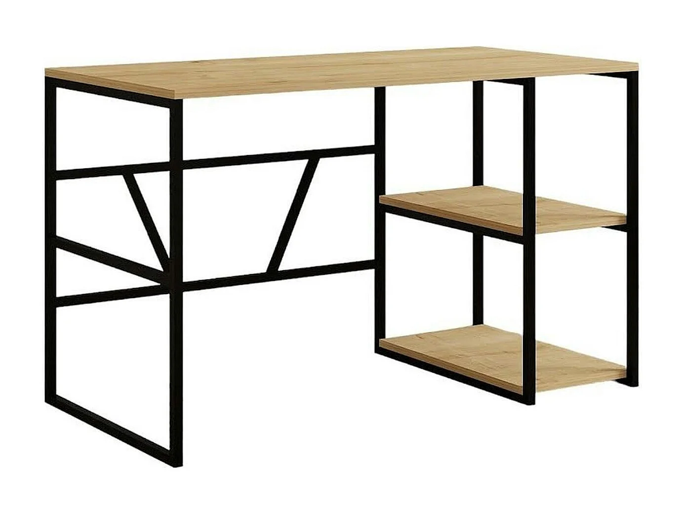 Bureau noir avec rangement - finition effet chêne JENA