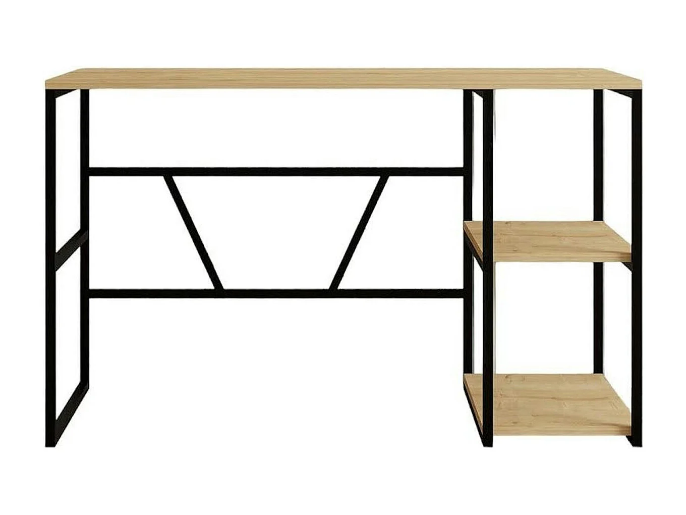 Bureau noir avec rangement - finition effet chêne JENA