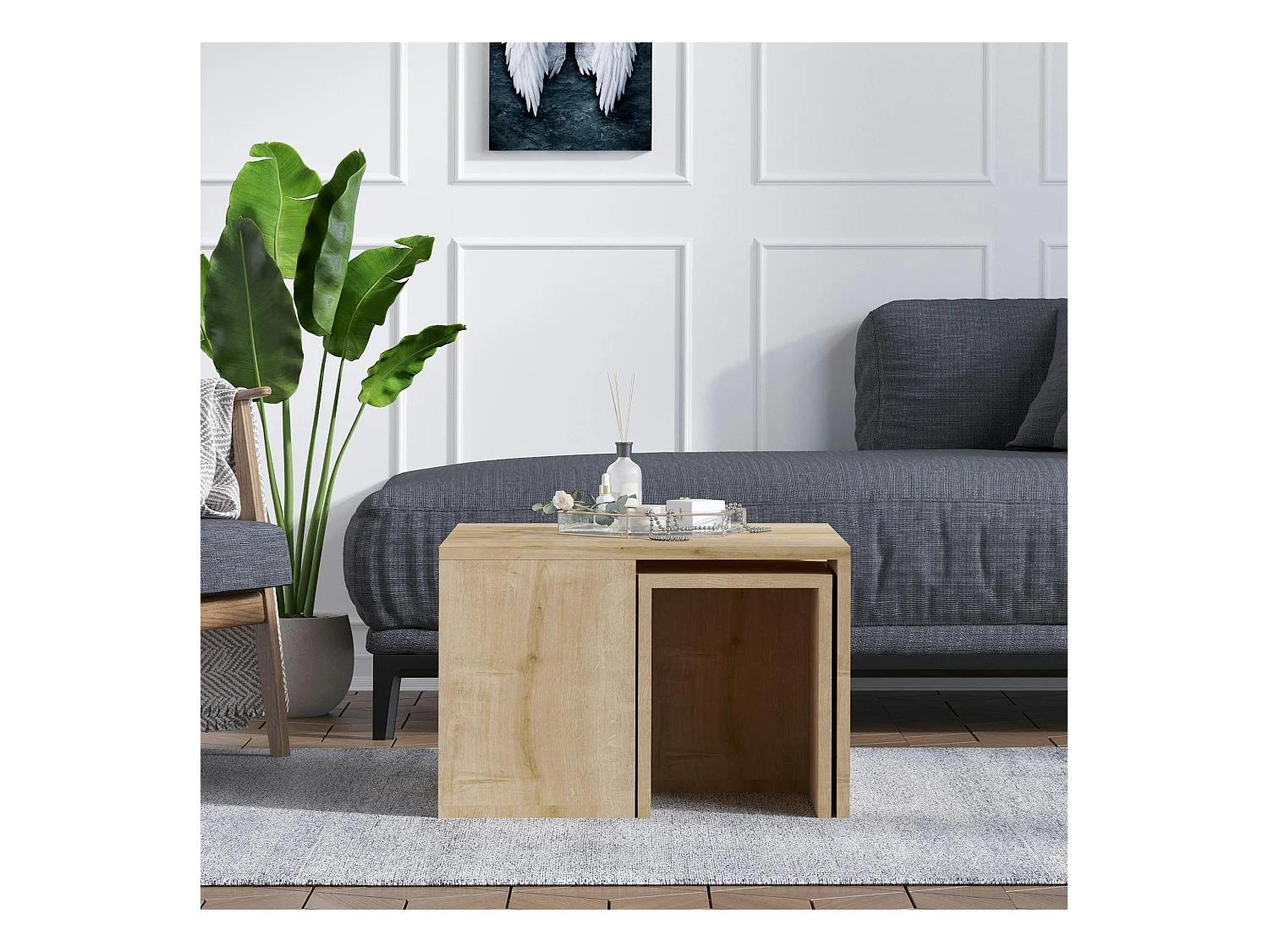 Table basse gigogne effet chêne - 5 pièces MARFA