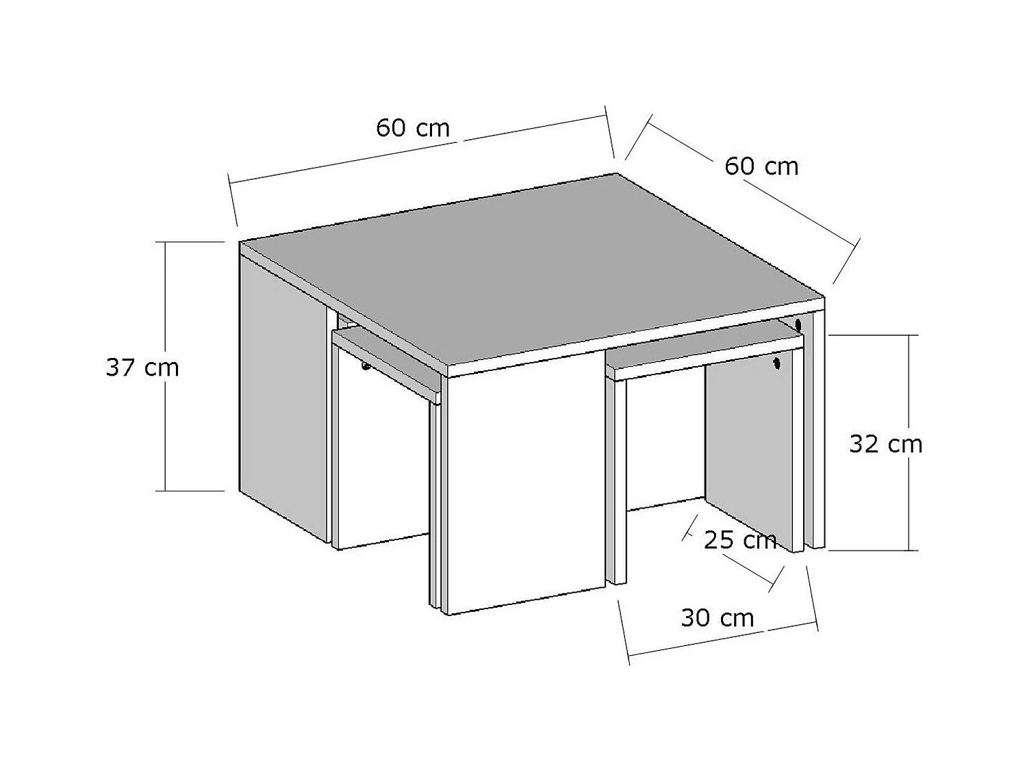Table basse gigogne effet chêne - 5 pièces MARFA