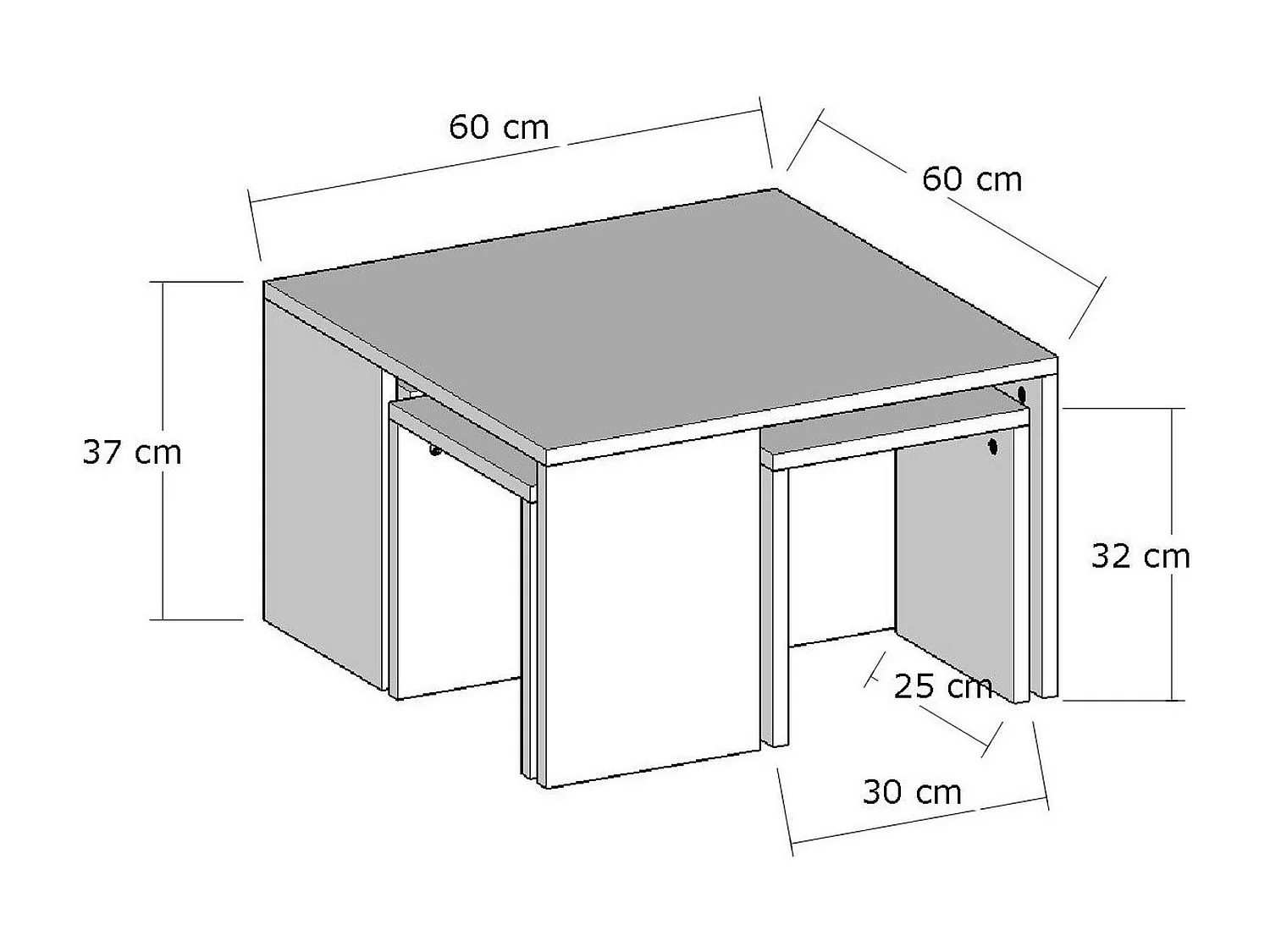 Table basse gigogne effet chêne - 5 pièces MARFA