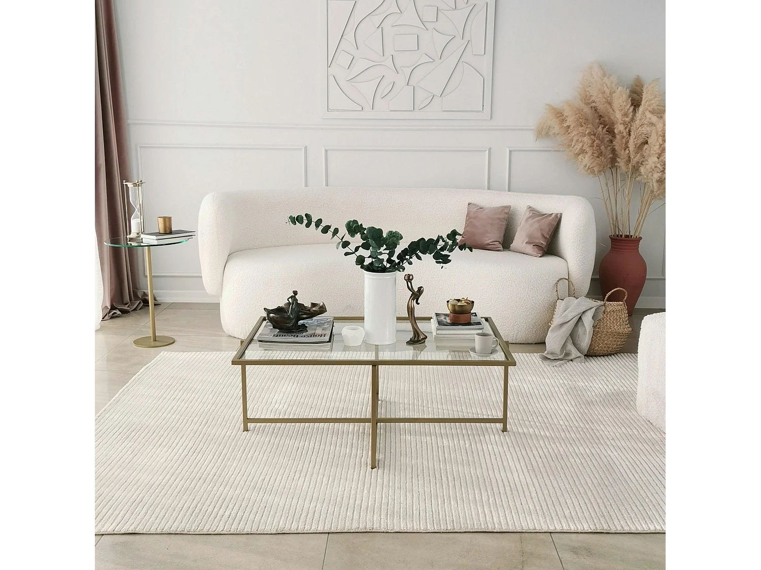 Table basse verre & métal doré - design minimaliste TULUM