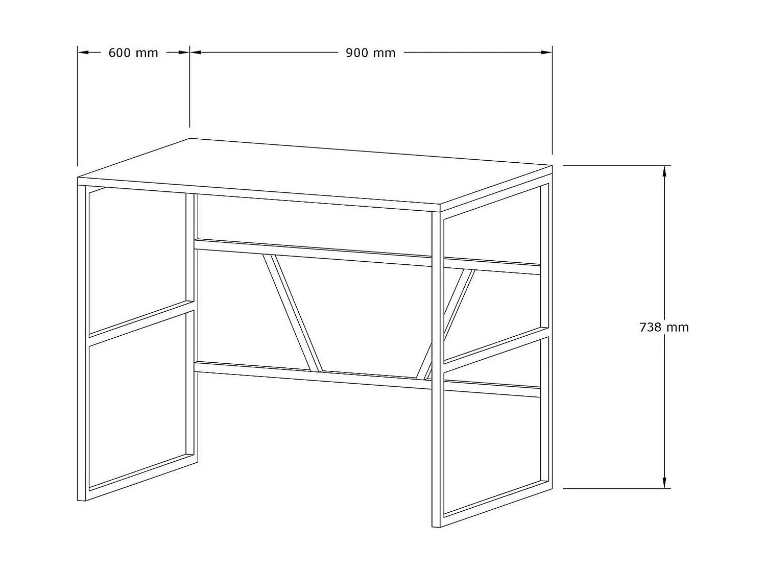 Petit bureau moderne noir avec plateau effet chêne clair JENA