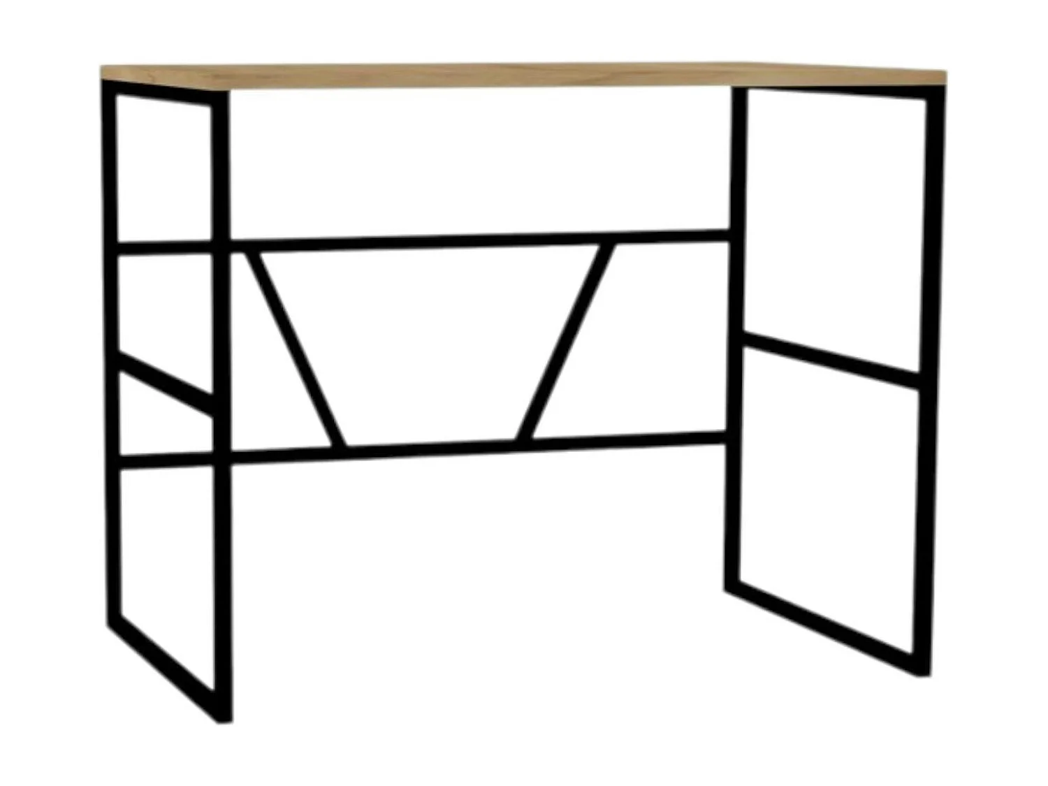 Petit bureau moderne noir avec plateau effet chêne clair JENA