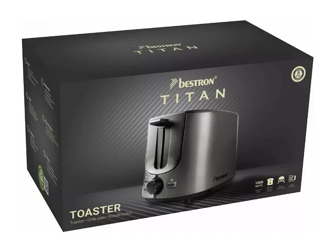 Bestron Grille-pains 2 fentes 1000w inox - ATS1000TG