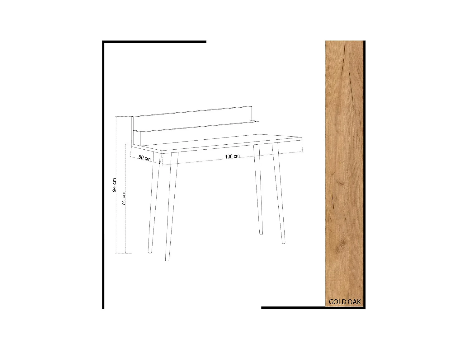 Bureau d'appoint console effet chêne - avec niche MARFA