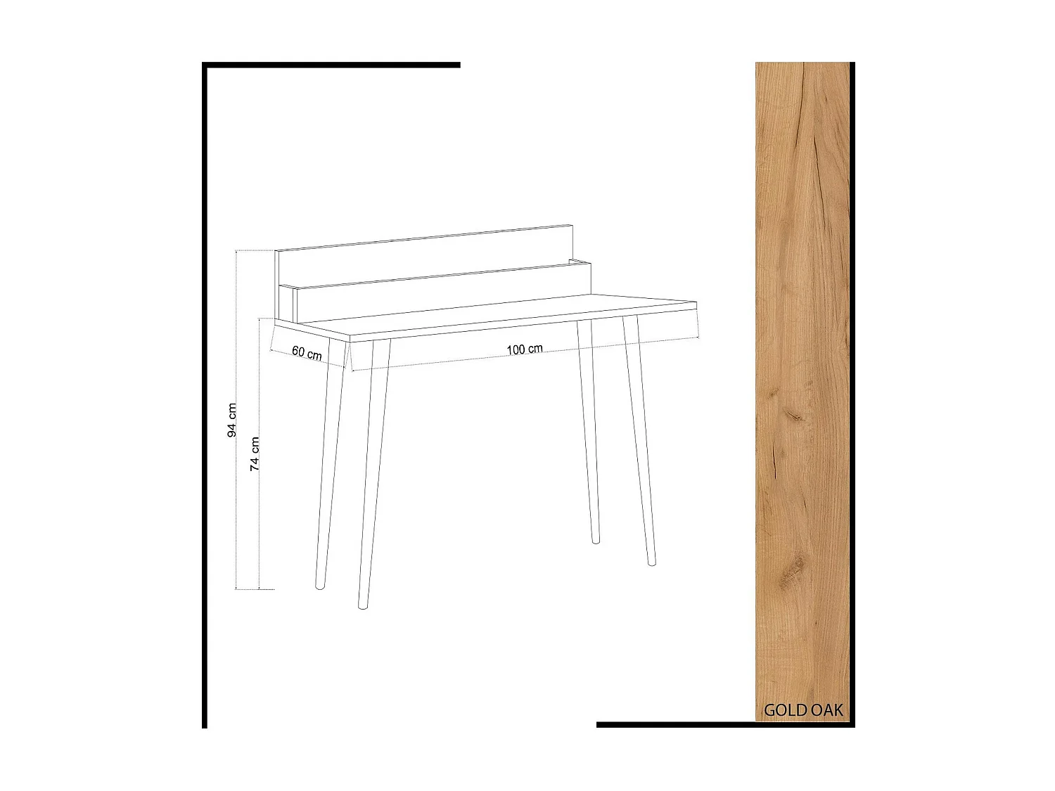 Bureau d'appoint console effet chêne - avec niche MARFA