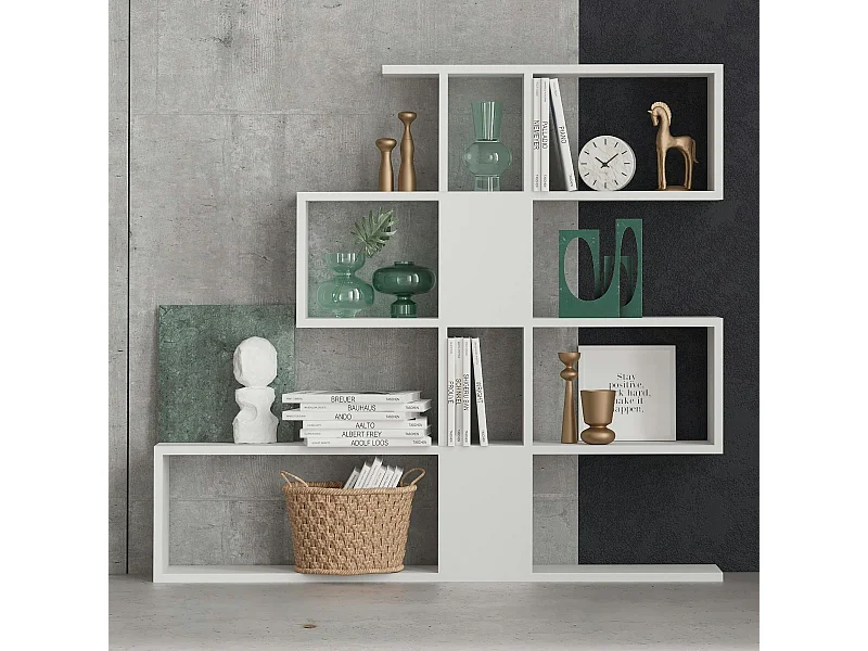 Bibliothèque blanche avec niches, style design 120 cm MARFA